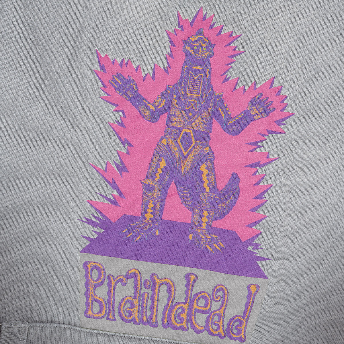 Brain Dead x Godzilla Vintage Wash Padded Elbow Hoodie - Image 3