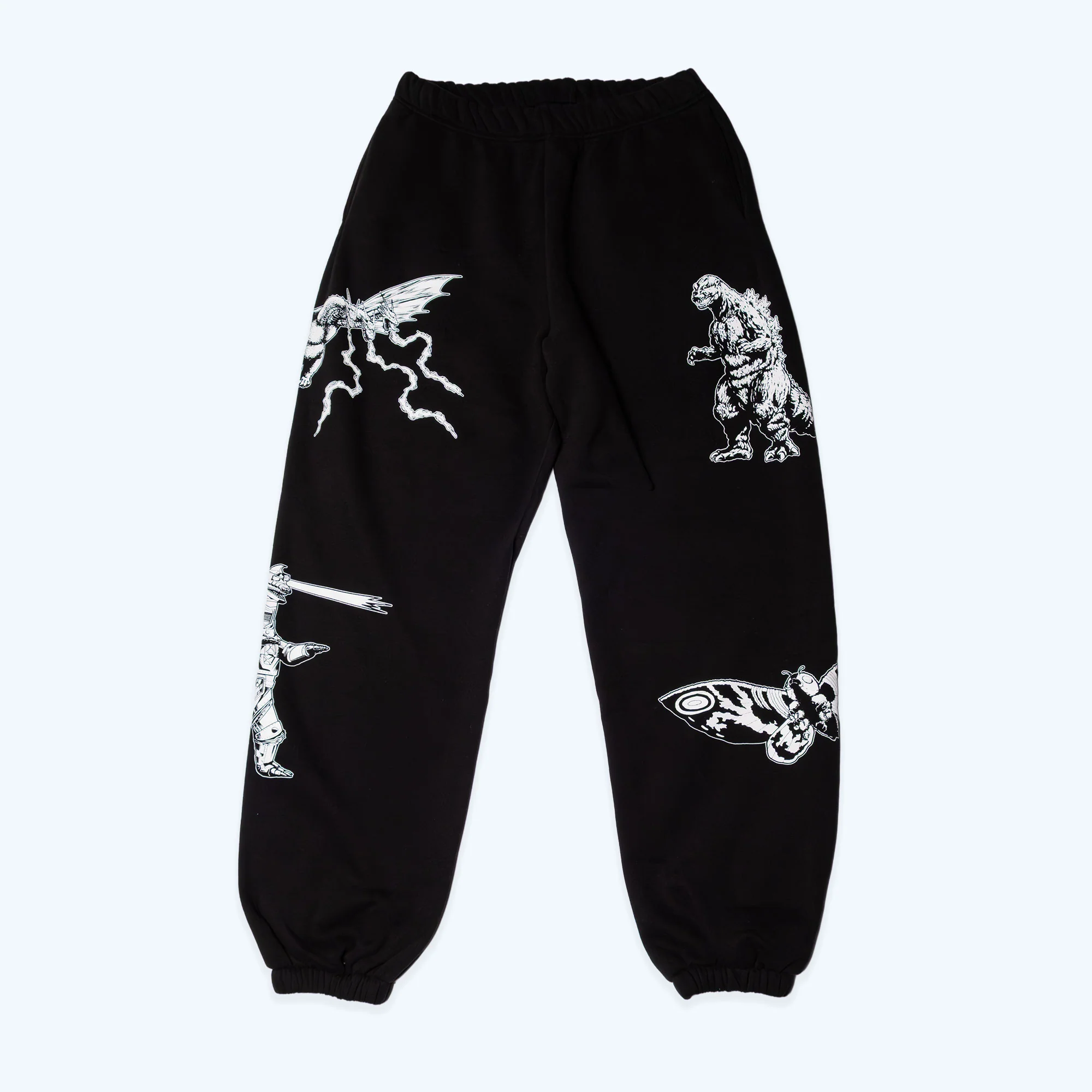 Godzilla Kaiju Print Sweatpants - Black