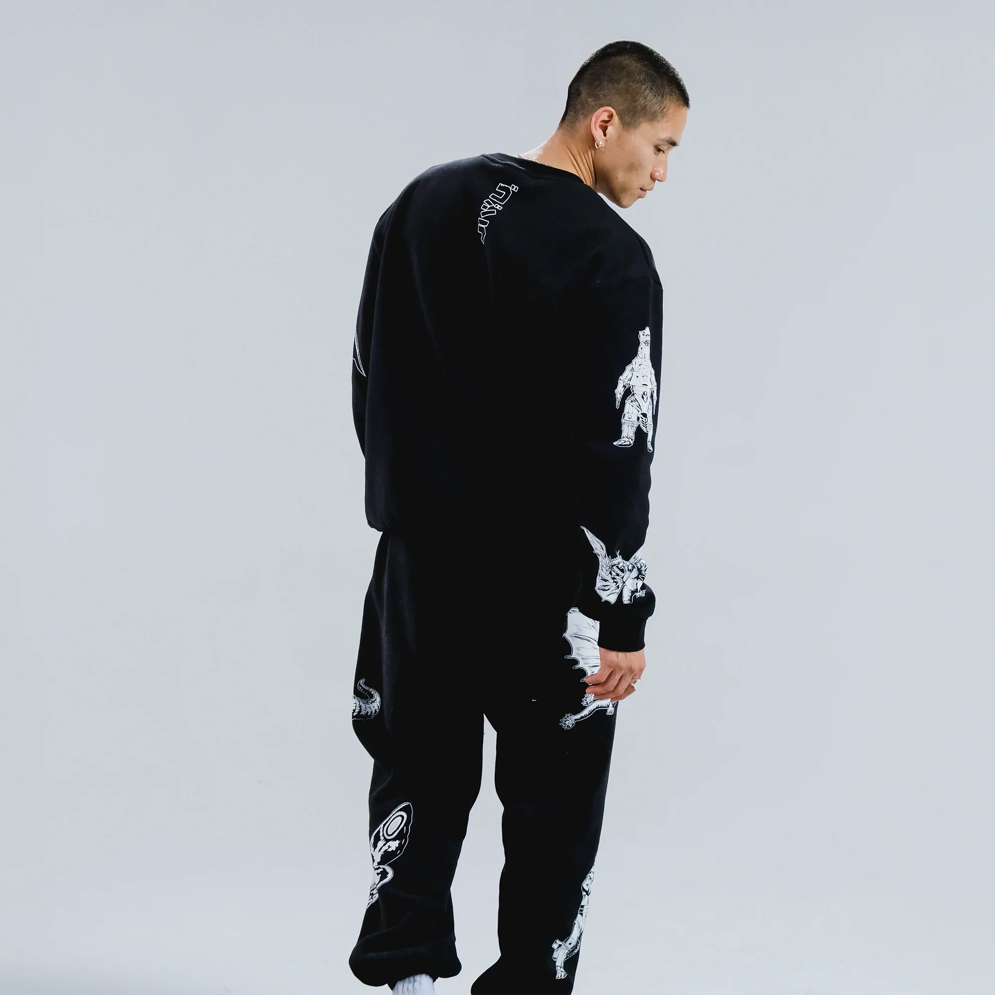 Godzilla Kaiju Print Sweatpants - Black - Image 10