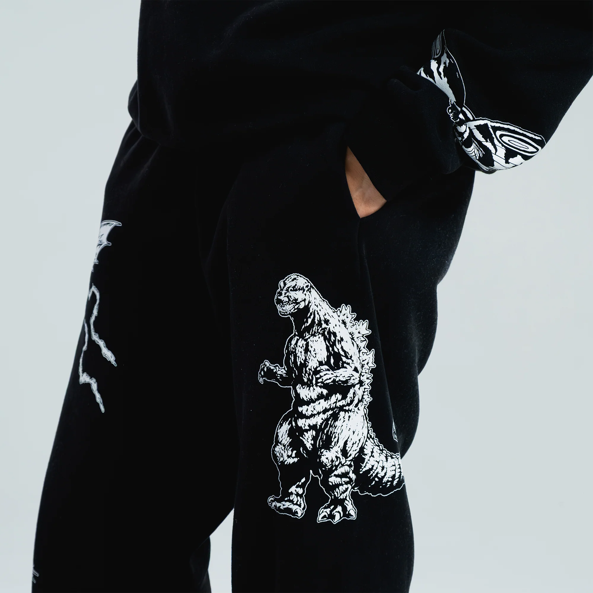 Godzilla Kaiju Print Sweatpants - Black - Image 9