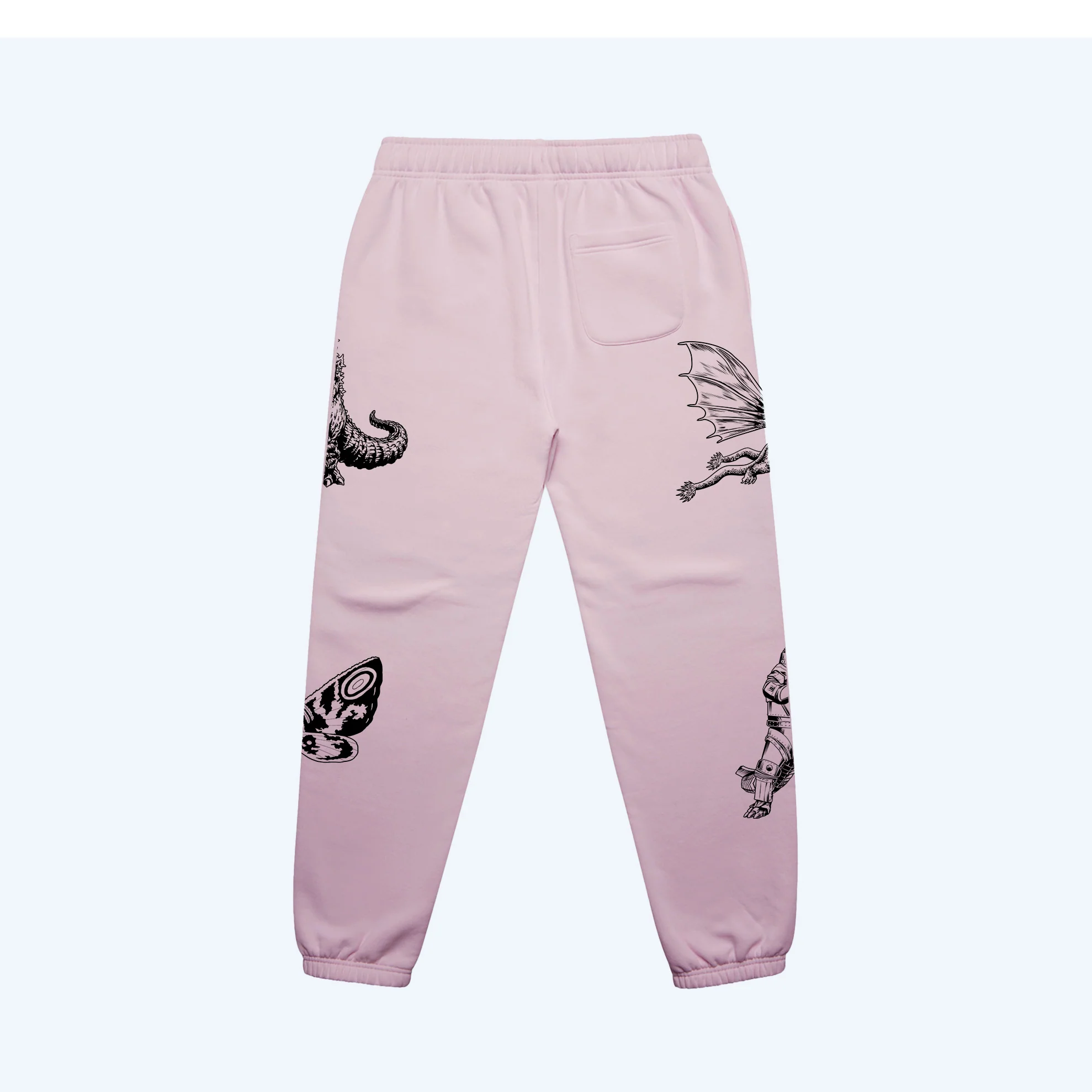 Godzilla Kaiju Print Sweatpants - Light Pink - Image 7