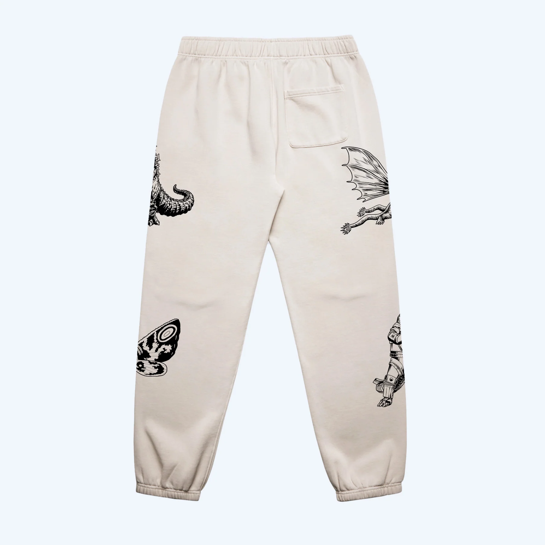 Godzilla Kaiju Print Sweatpants Set - Cream - Image 7