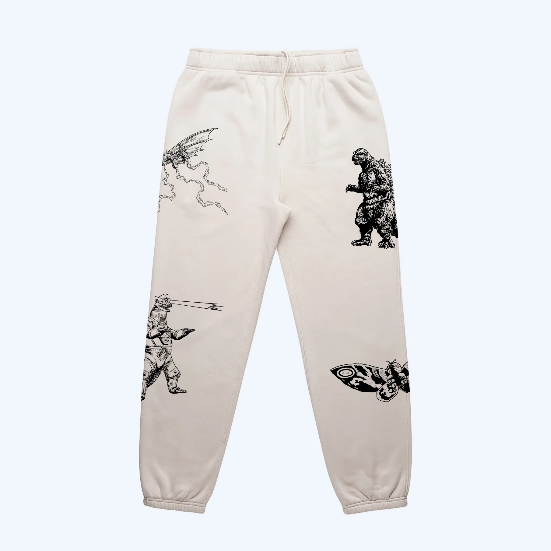 Godzilla Kaiju Print Sweatpants Set - Cream - Image 8