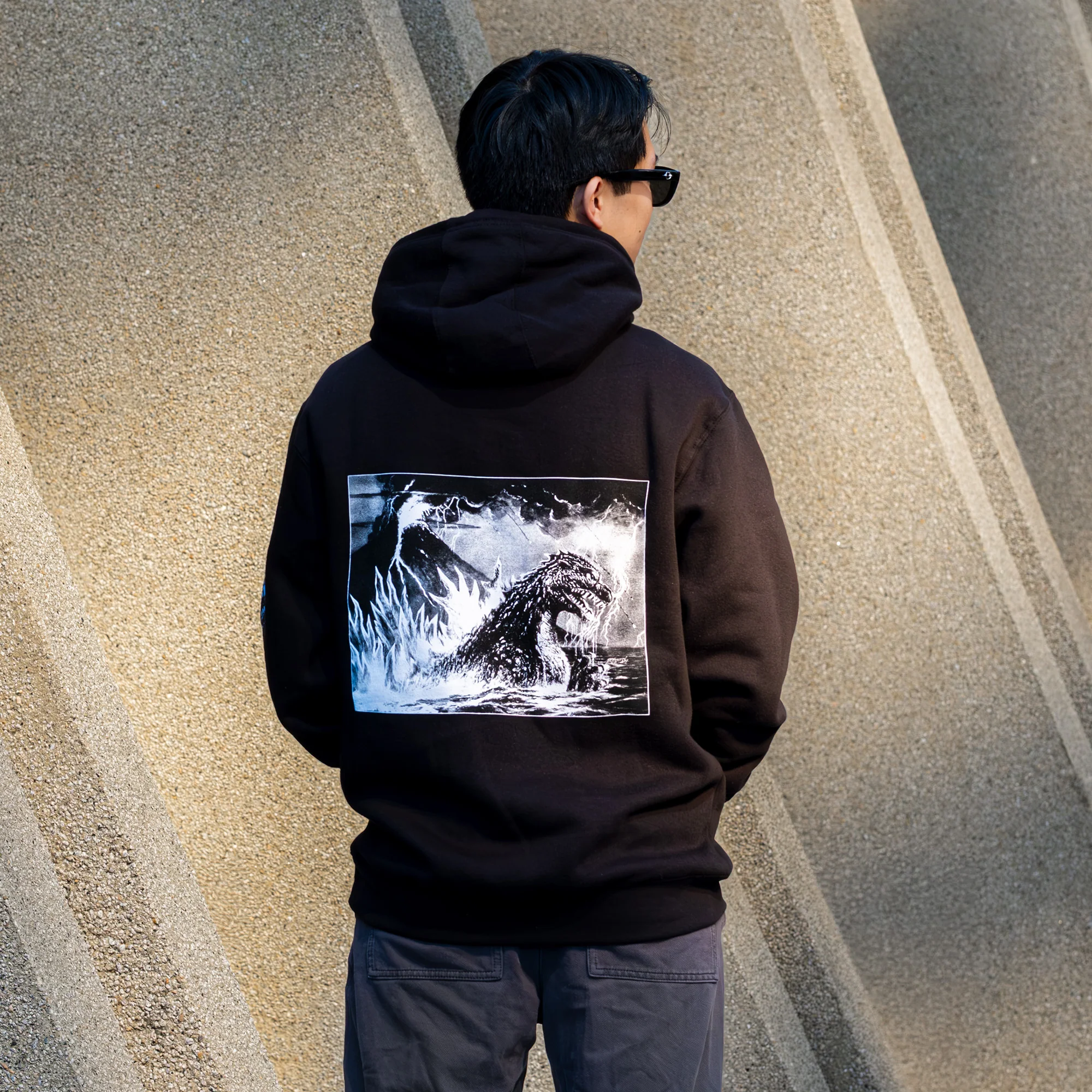 Godzilla Photo Pullover Hoodie - Black - Image 2