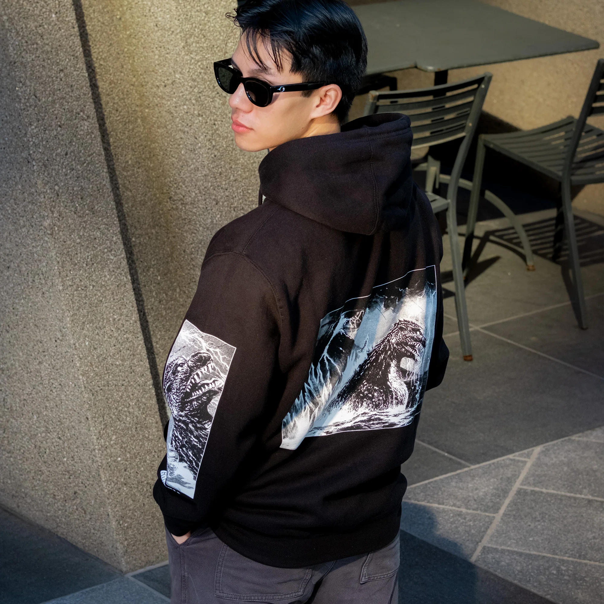 Godzilla Photo Pullover Hoodie - Black - Image 6