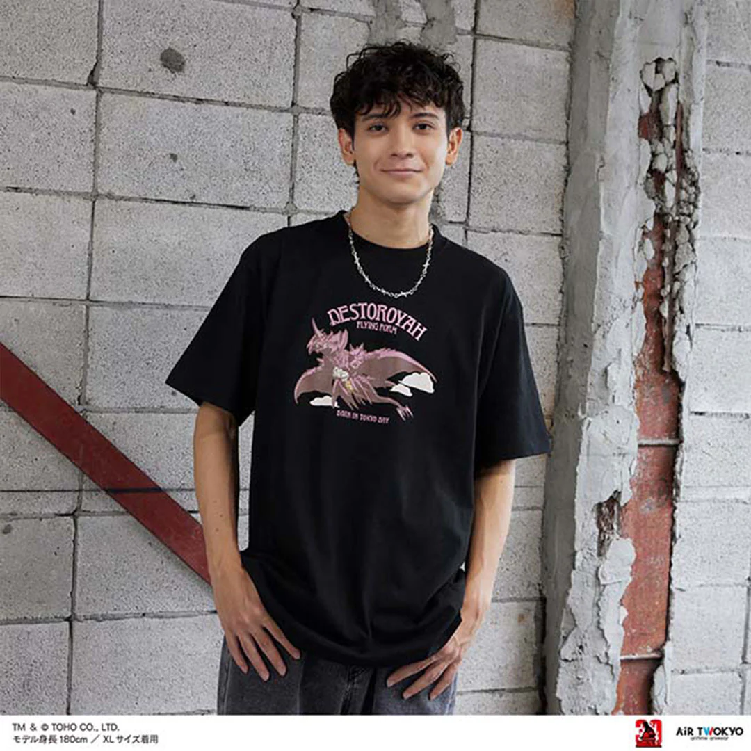 Godzilla vs. Destoroyah 30th Anniversary Scene Illustration T-Shirt 3 (Destoroyah (Flying Object)) Black - Image 4