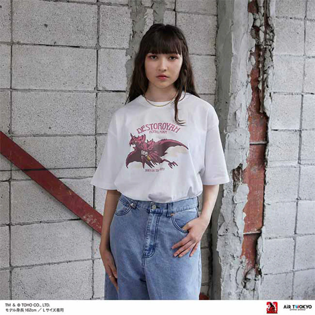 Godzilla vs. Destoroyah 30th Anniversary Scene Illustration T-Shirt 3 (Destoroyah (Flying Object)) White - Image 4