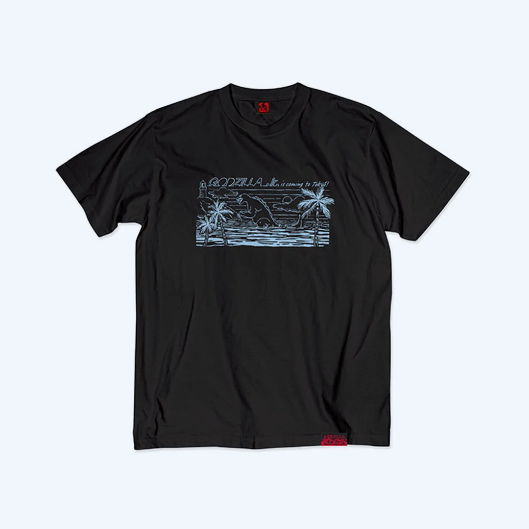 Godzilla vs. Destoroyah 30th Anniversary Scene Illustration T-Shirt 4 (Godzilla Jr.) Black